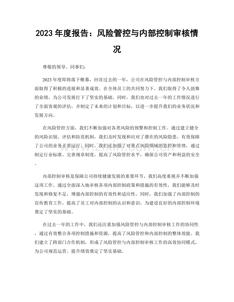 2023年度报告：风险管控与内部控制审核情况.docx_第1页