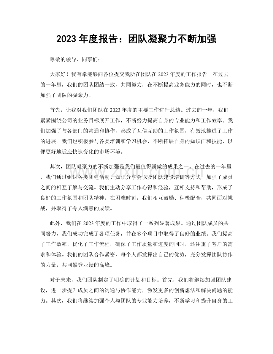 2023年度报告：团队凝聚力不断加强.docx_第1页