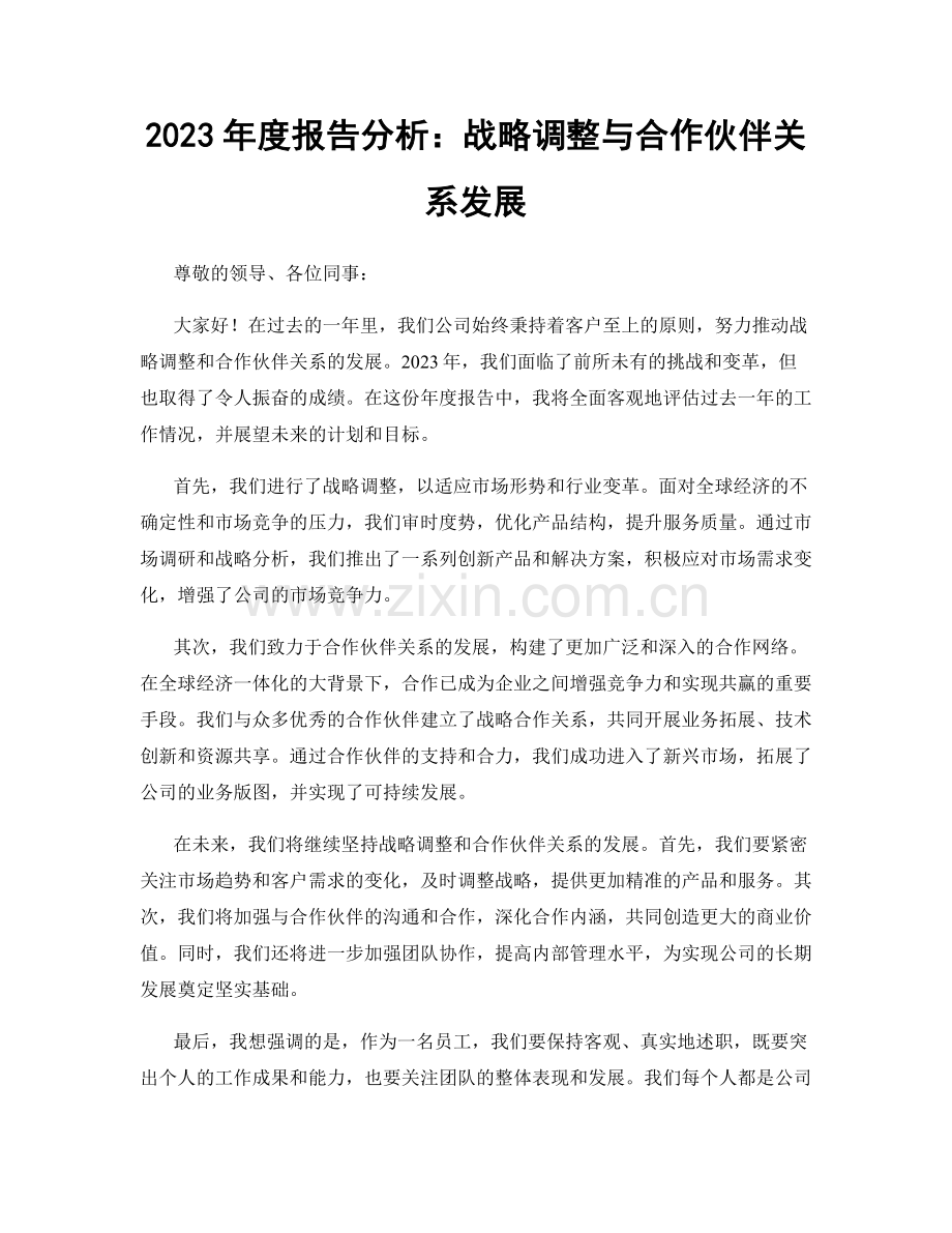 2023年度报告分析：战略调整与合作伙伴关系发展.docx_第1页