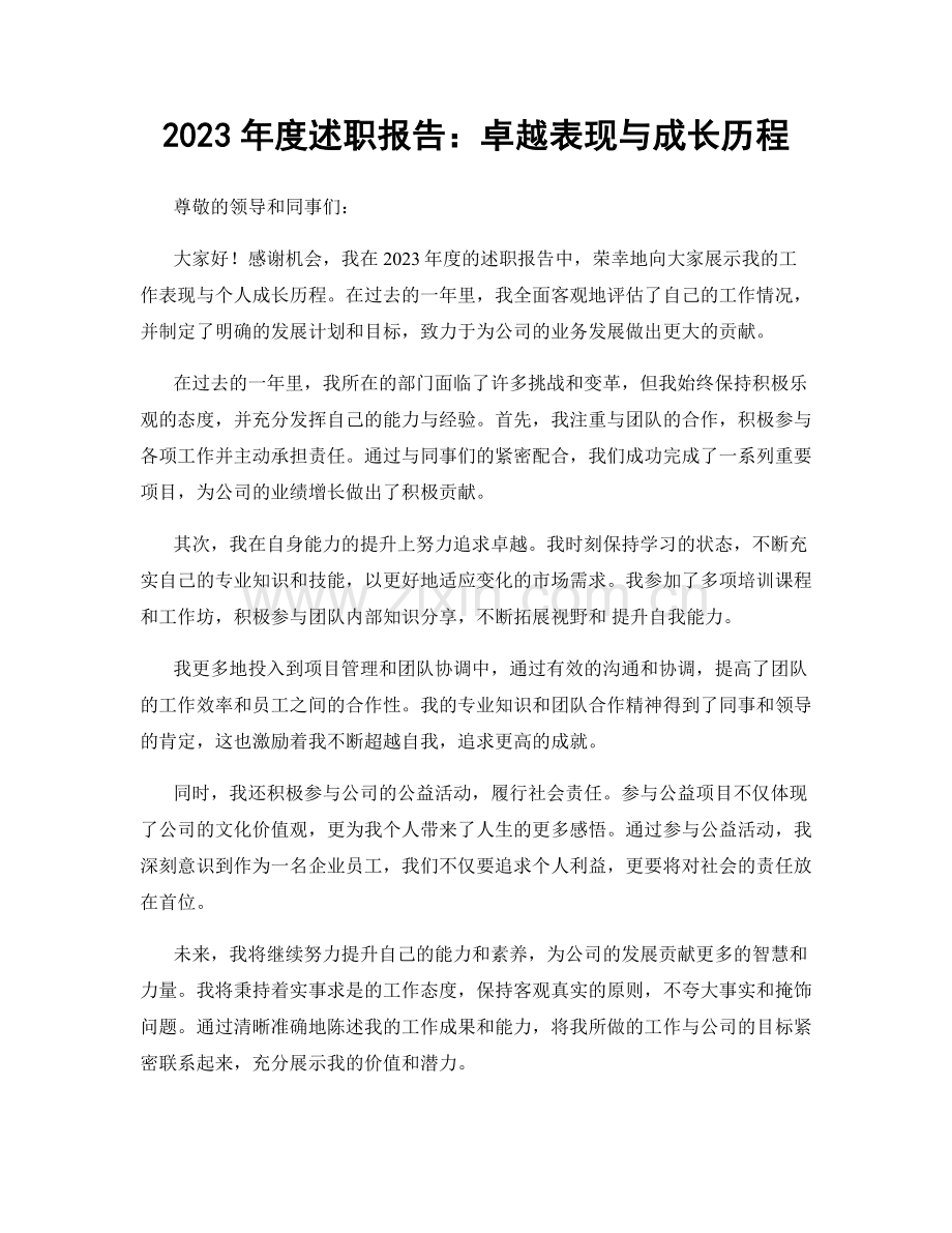 2023年度述职报告：卓越表现与成长历程.docx_第1页