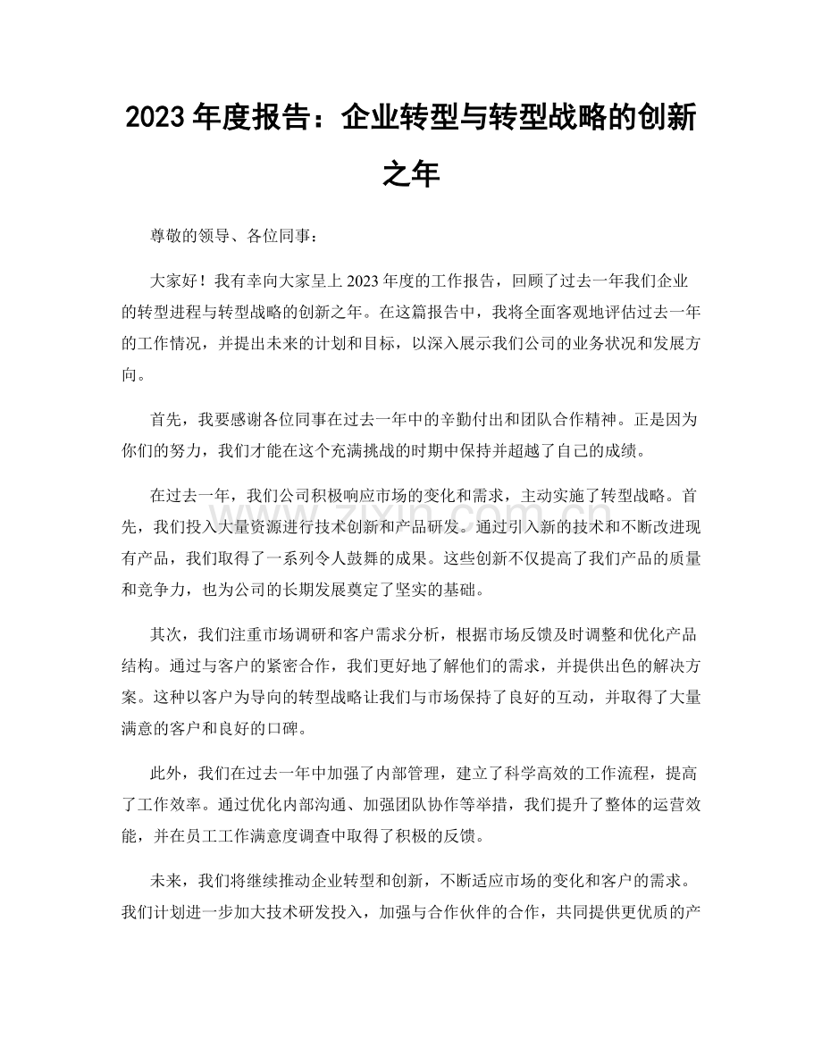 2023年度报告：企业转型与转型战略的创新之年.docx_第1页