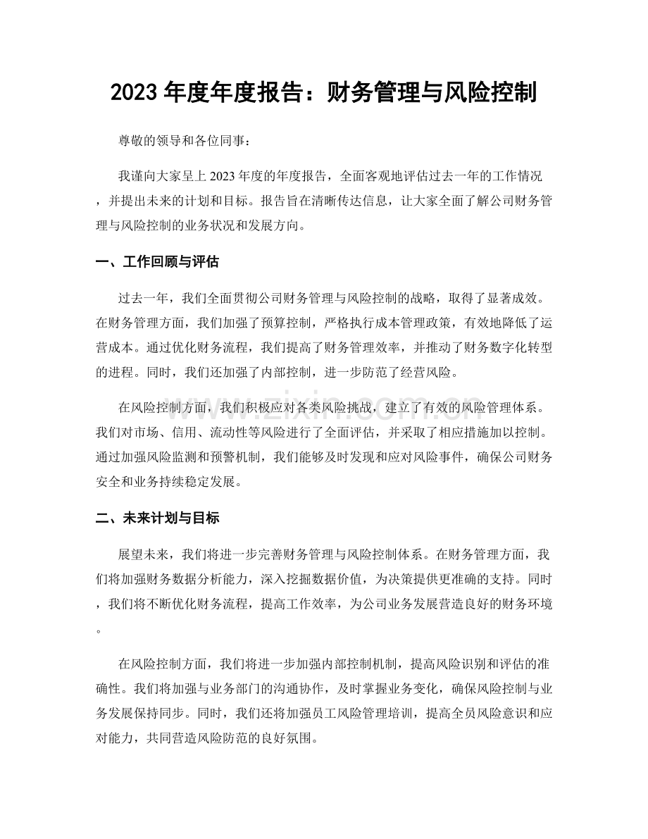 2023年度年度报告：财务管理与风险控制.docx_第1页