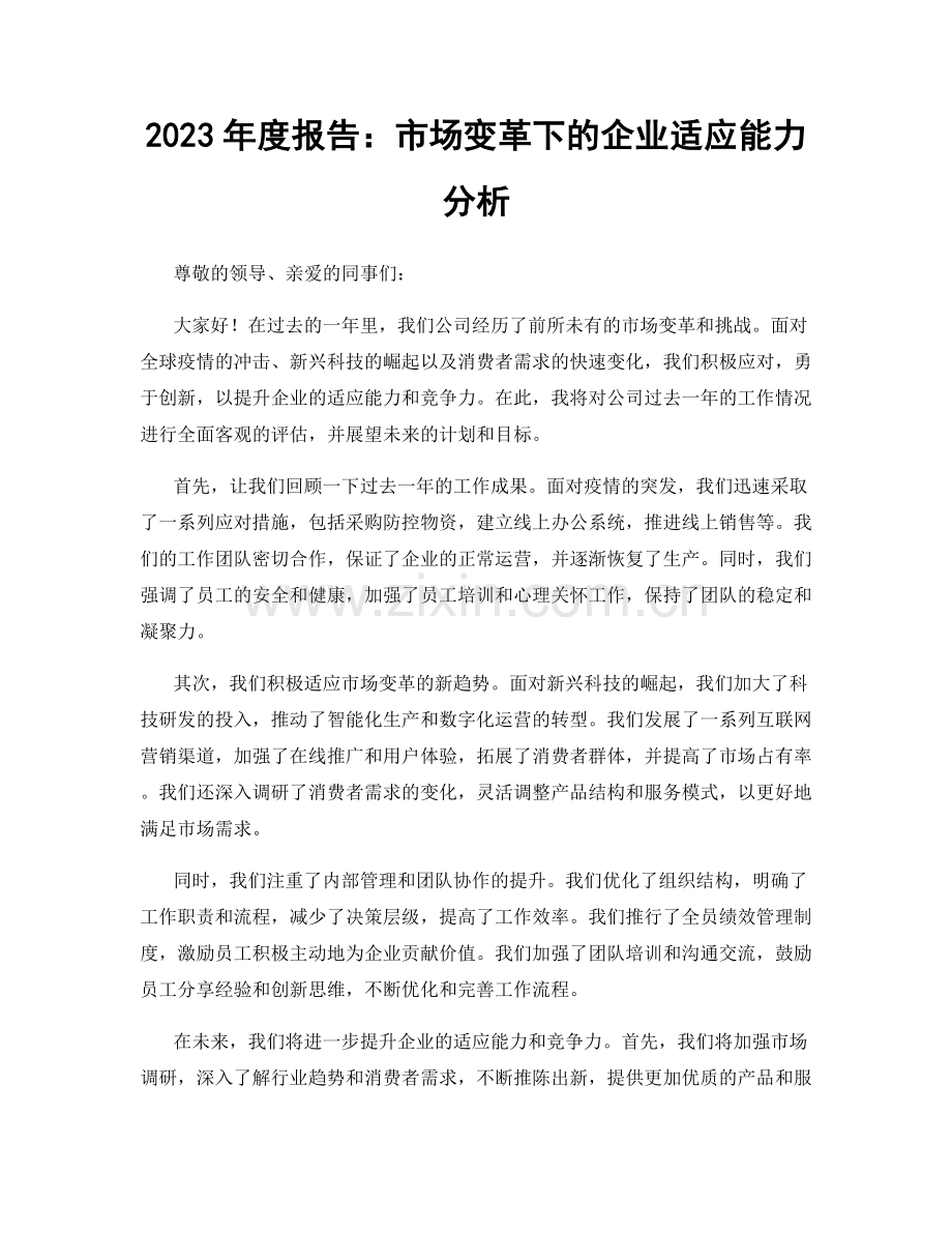 2023年度报告：市场变革下的企业适应能力分析.docx_第1页