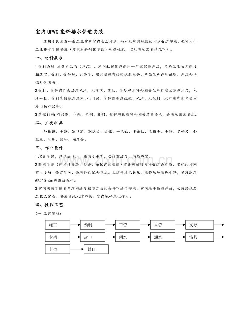 室内UPVC塑料排水管道安装.doc_第1页