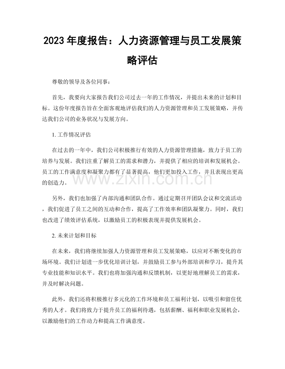 2023年度报告：人力资源管理与员工发展策略评估.docx_第1页