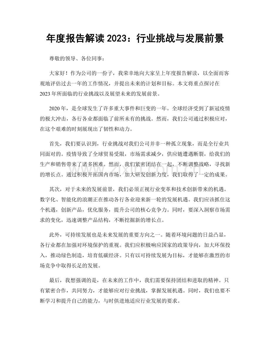 年度报告解读2023：行业挑战与发展前景.docx_第1页