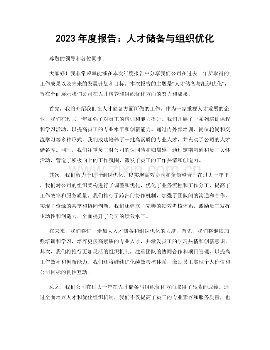 2023年度报告：人才储备与组织优化.docx_第1页