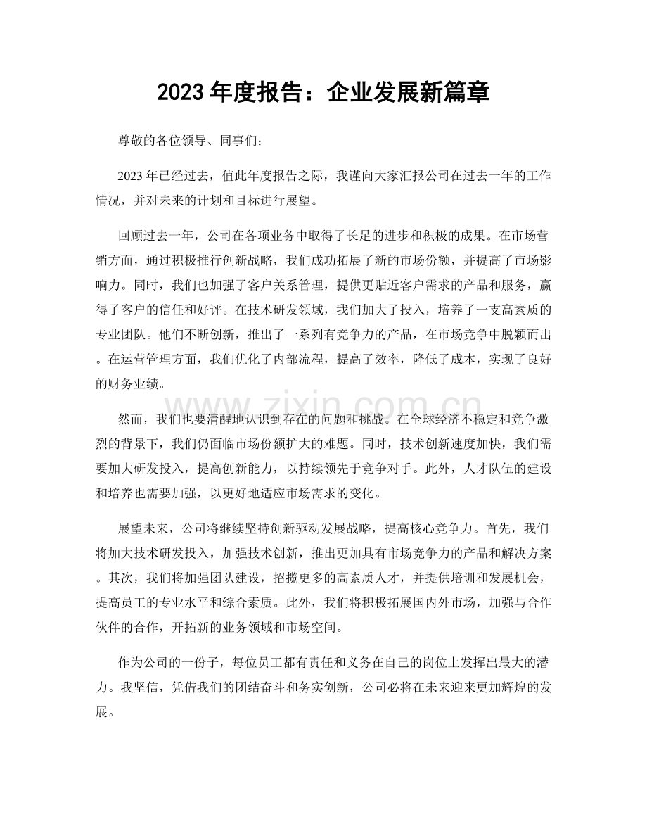 2023年度报告：企业发展新篇章.docx_第1页