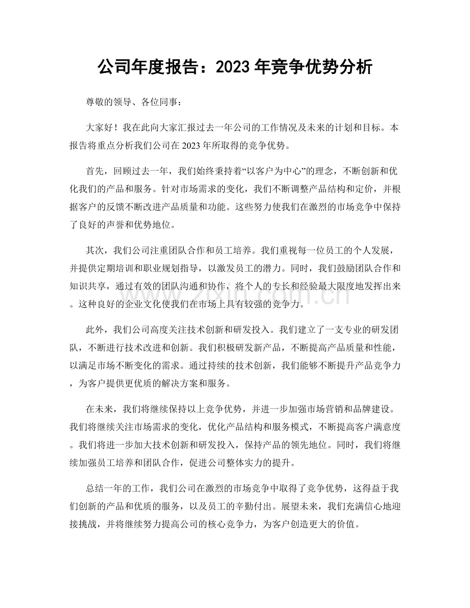 公司年度报告：2023年竞争优势分析.docx_第1页