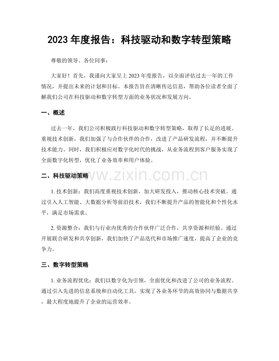 2023年度报告：科技驱动和数字转型策略.docx_第1页