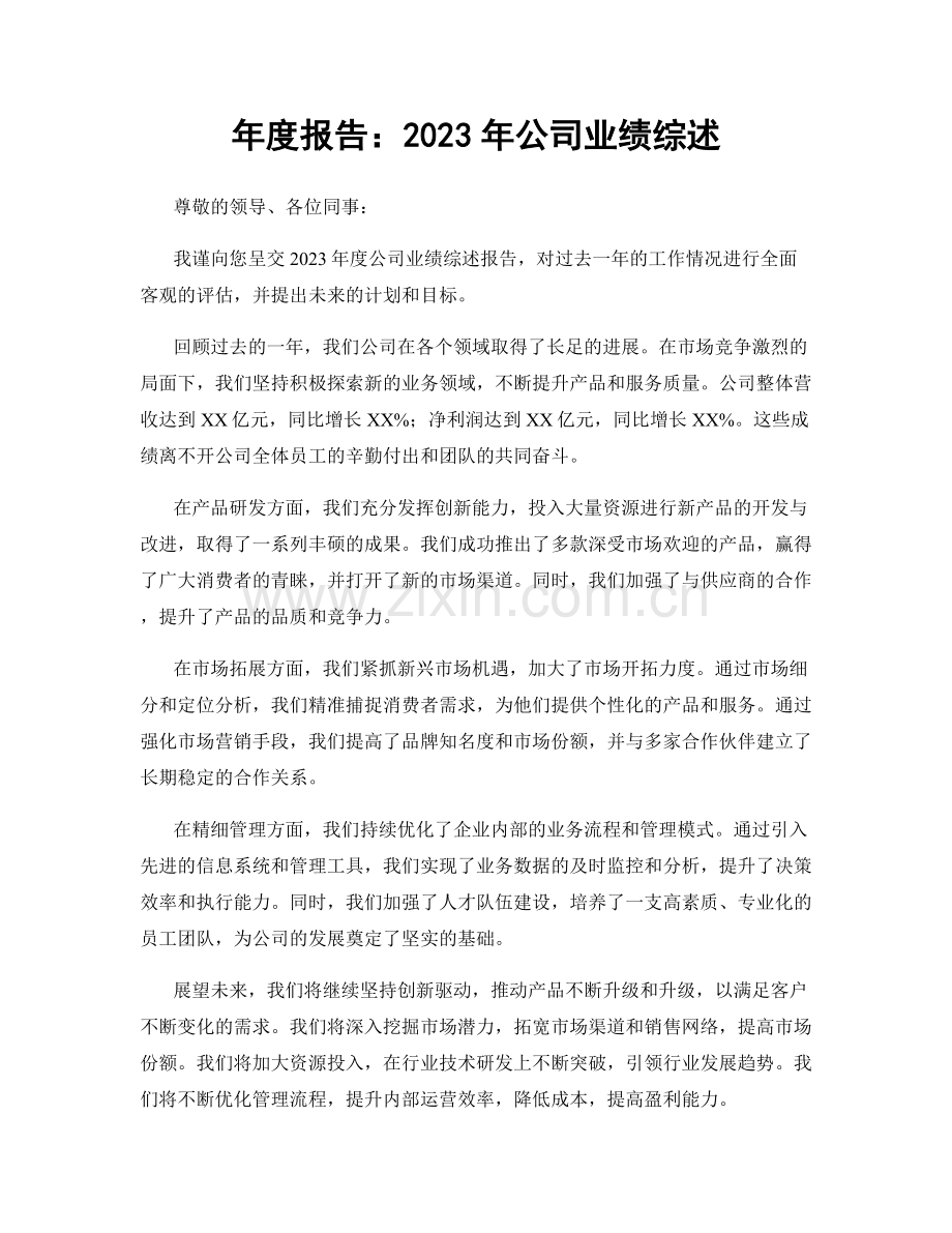 年度报告：2023年公司业绩综述.docx_第1页