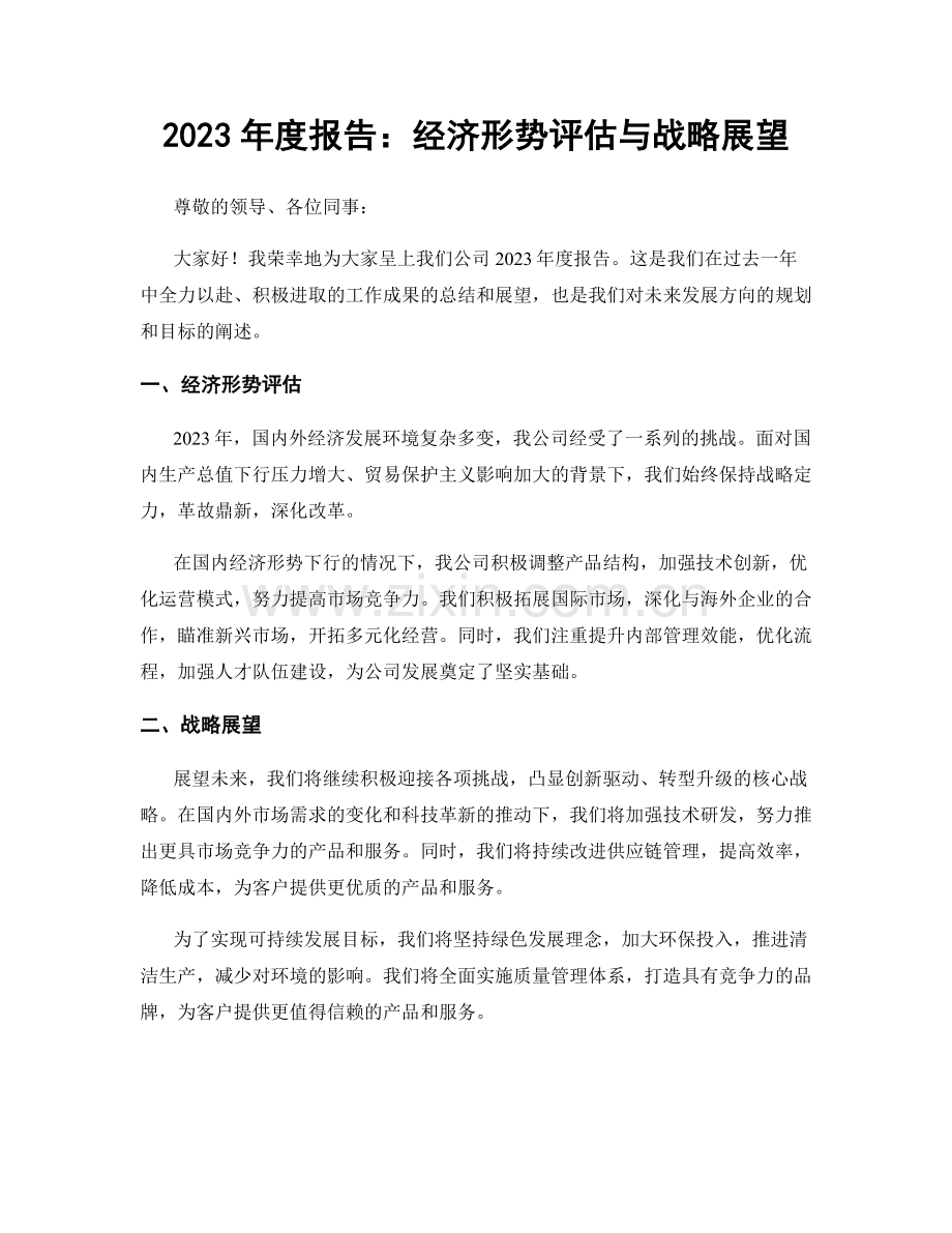 2023年度报告：经济形势评估与战略展望.docx_第1页