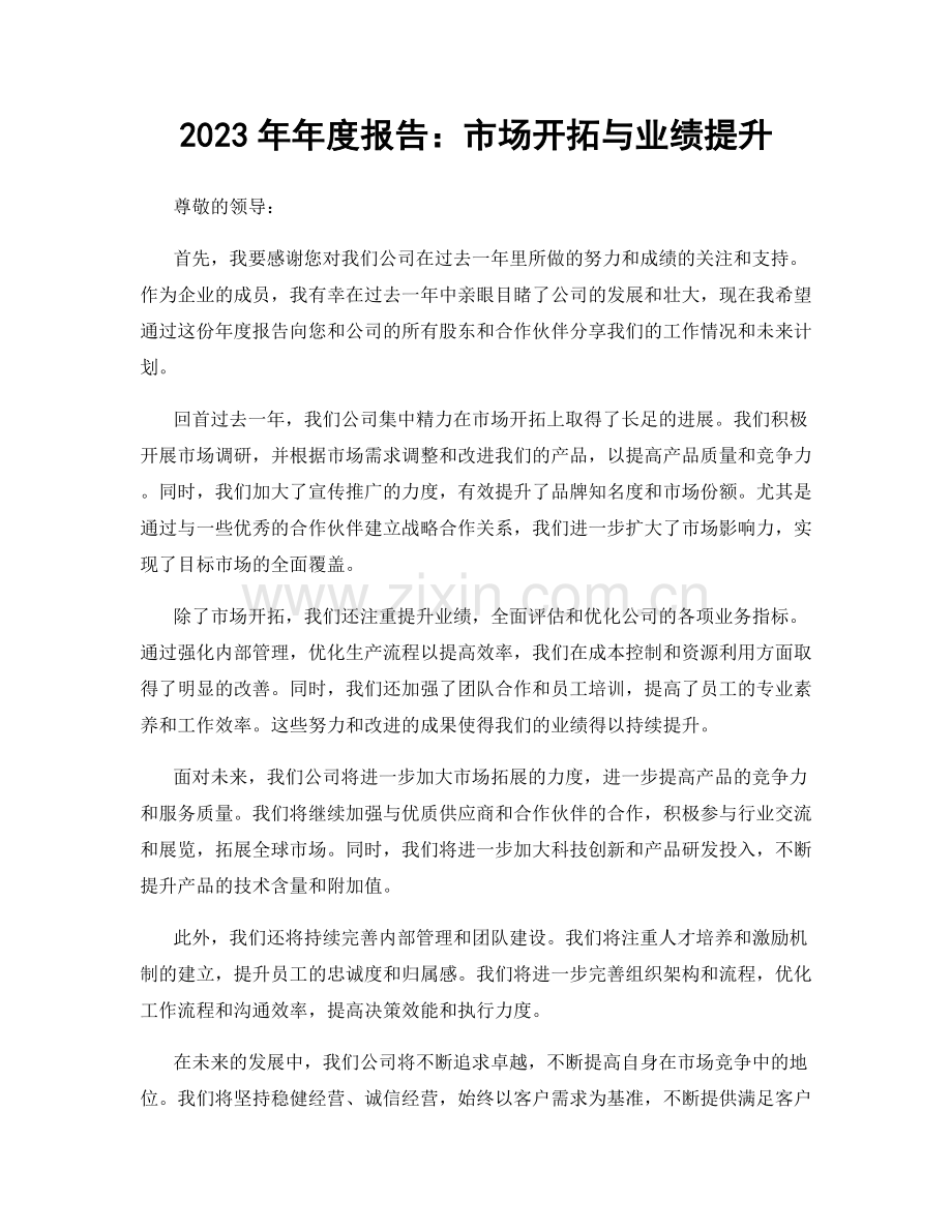 2023年年度报告：市场开拓与业绩提升.docx_第1页