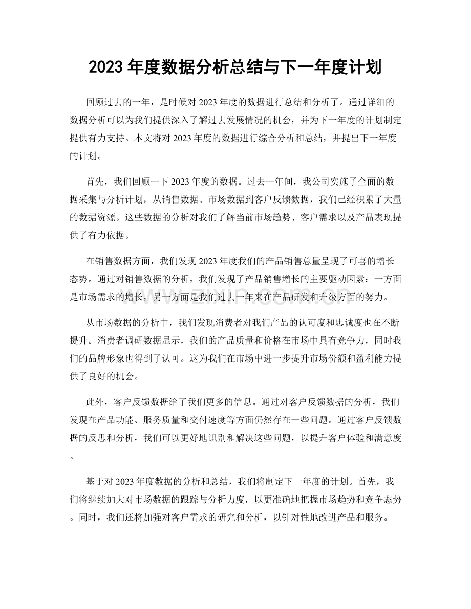 2023年度数据分析总结与下一年度计划.docx_第1页