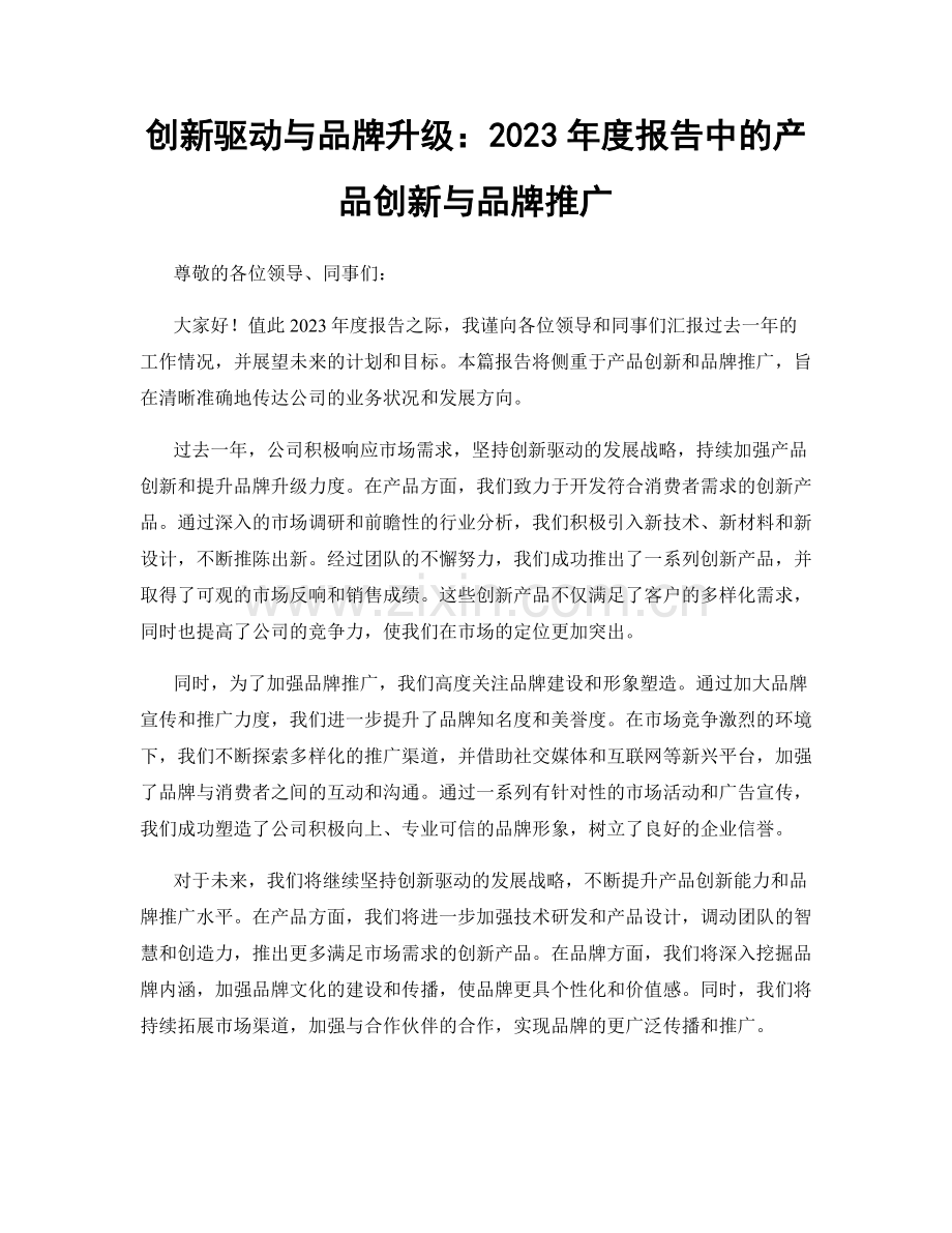 创新驱动与品牌升级：2023年度报告中的产品创新与品牌推广.docx_第1页