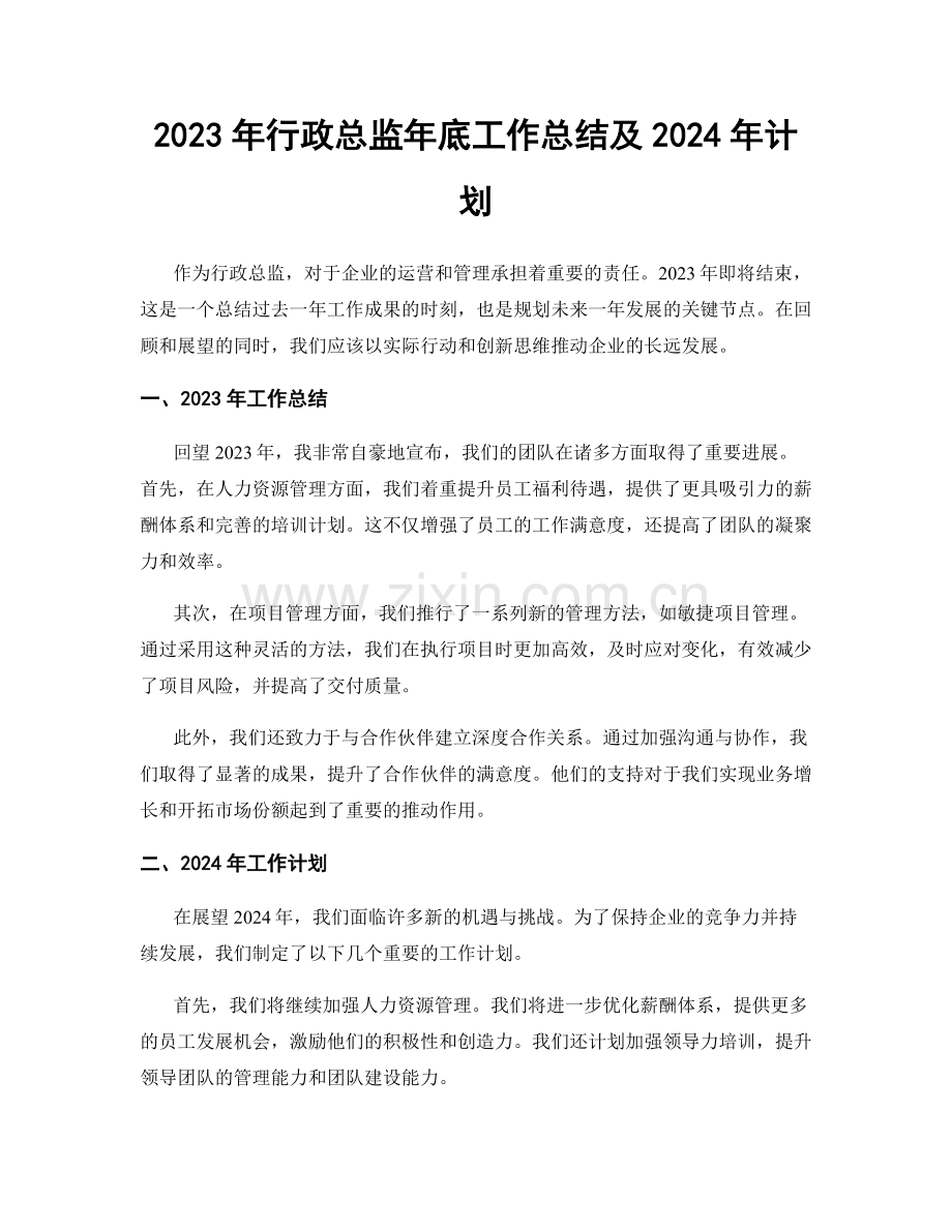 2023年行政总监年底工作总结及2024年计划.docx_第1页