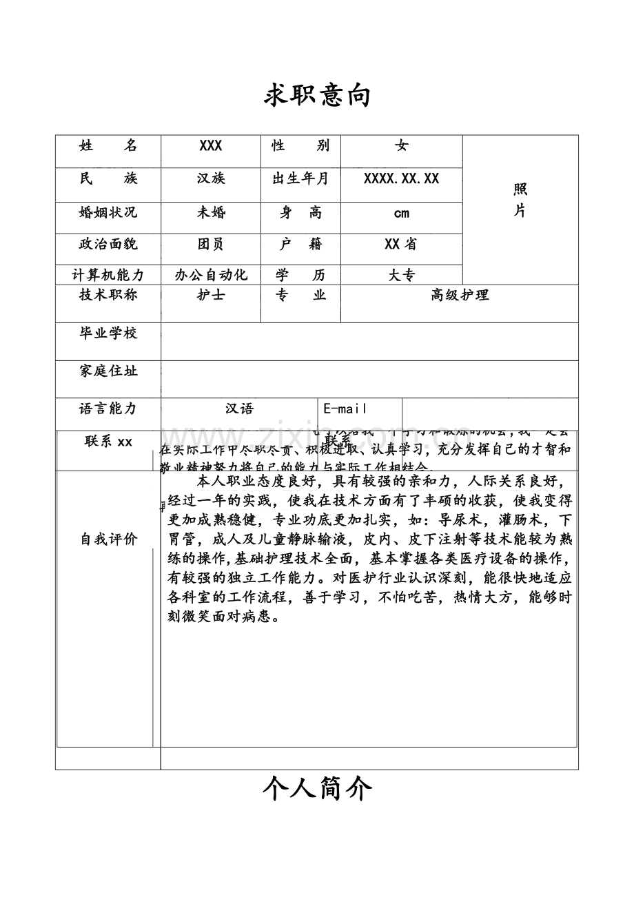 护士求职简历表格.doc_第2页