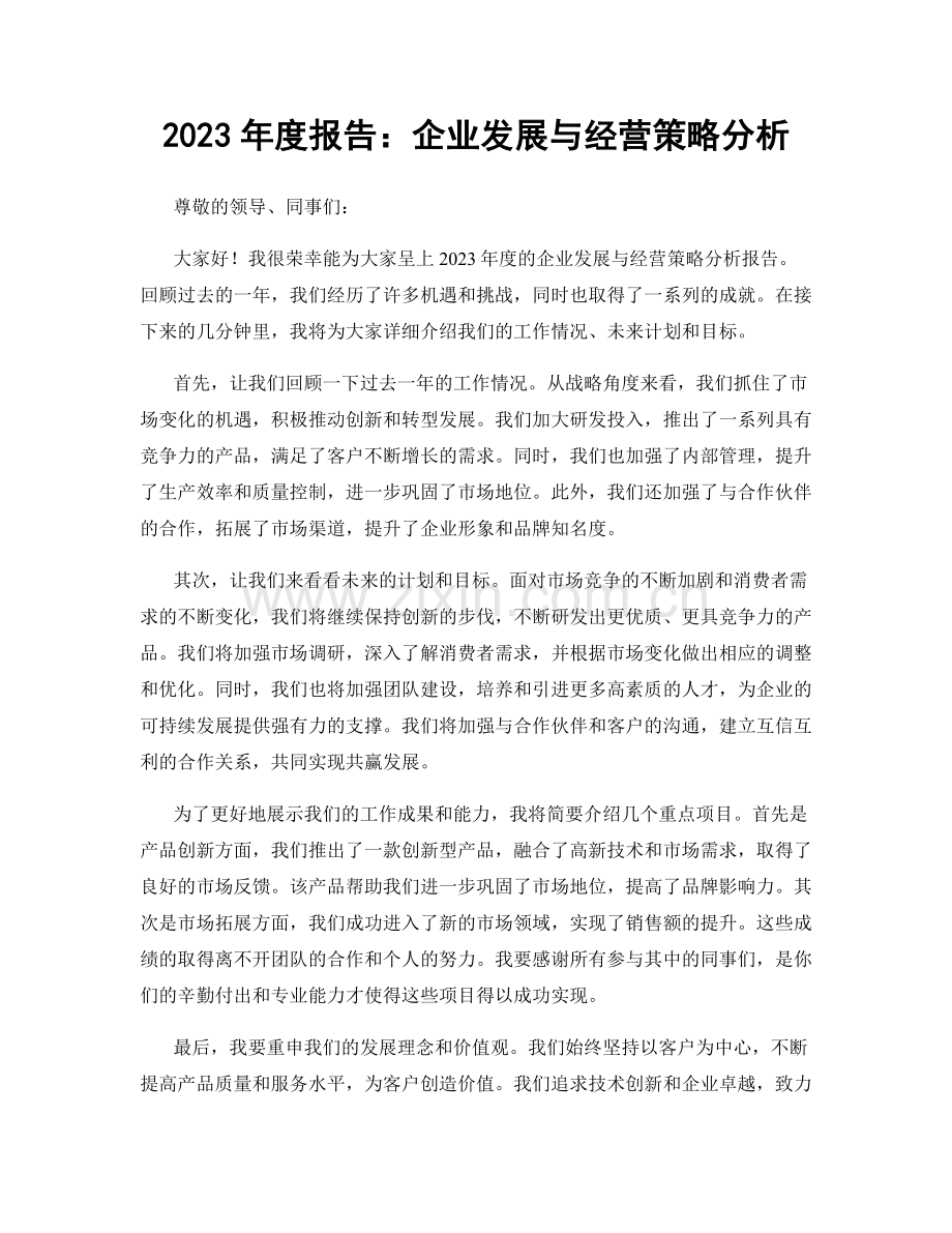 2023年度报告：企业发展与经营策略分析.docx_第1页