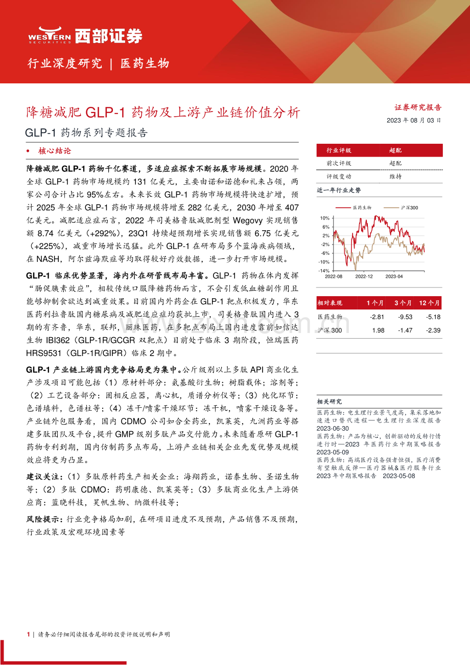 GLP-1药物系列专题报告：降糖减肥GLP-1药物及上游产业链价值分析.pdf_第1页