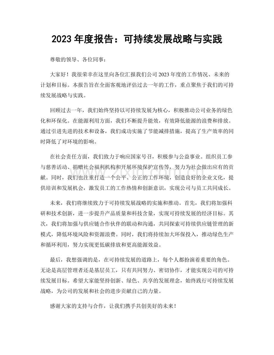 2023年度报告：可持续发展战略与实践.docx_第1页