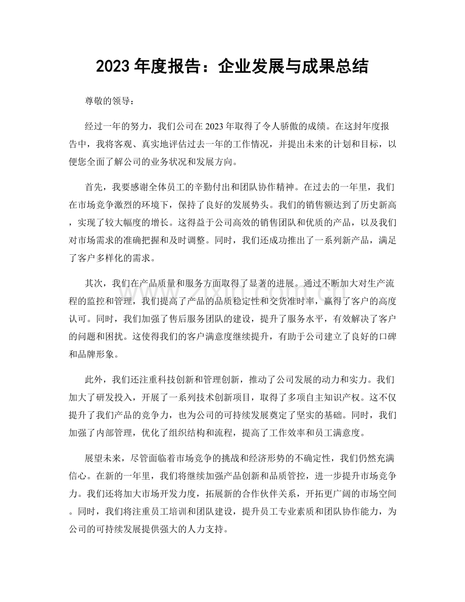 2023年度报告：企业发展与成果总结.docx_第1页