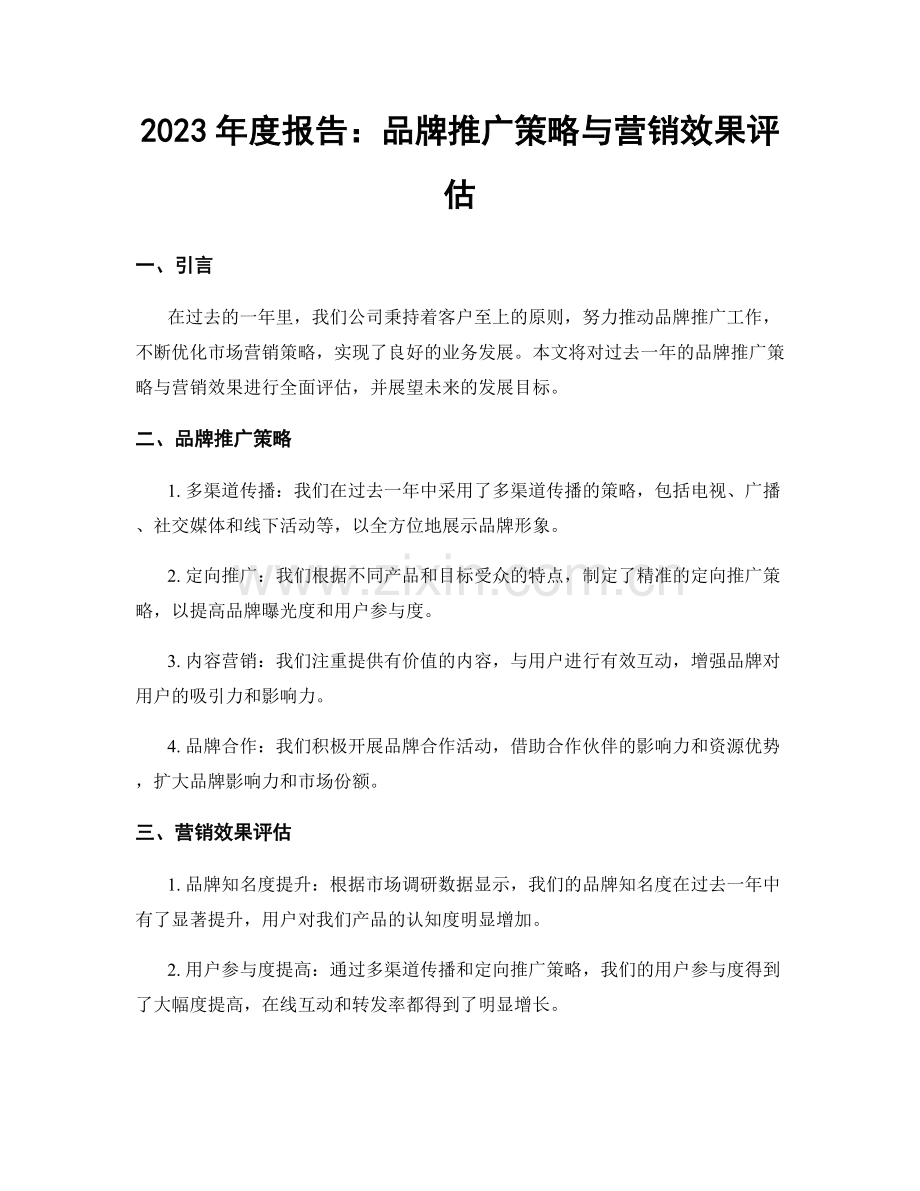 2023年度报告：品牌推广策略与营销效果评估.docx_第1页