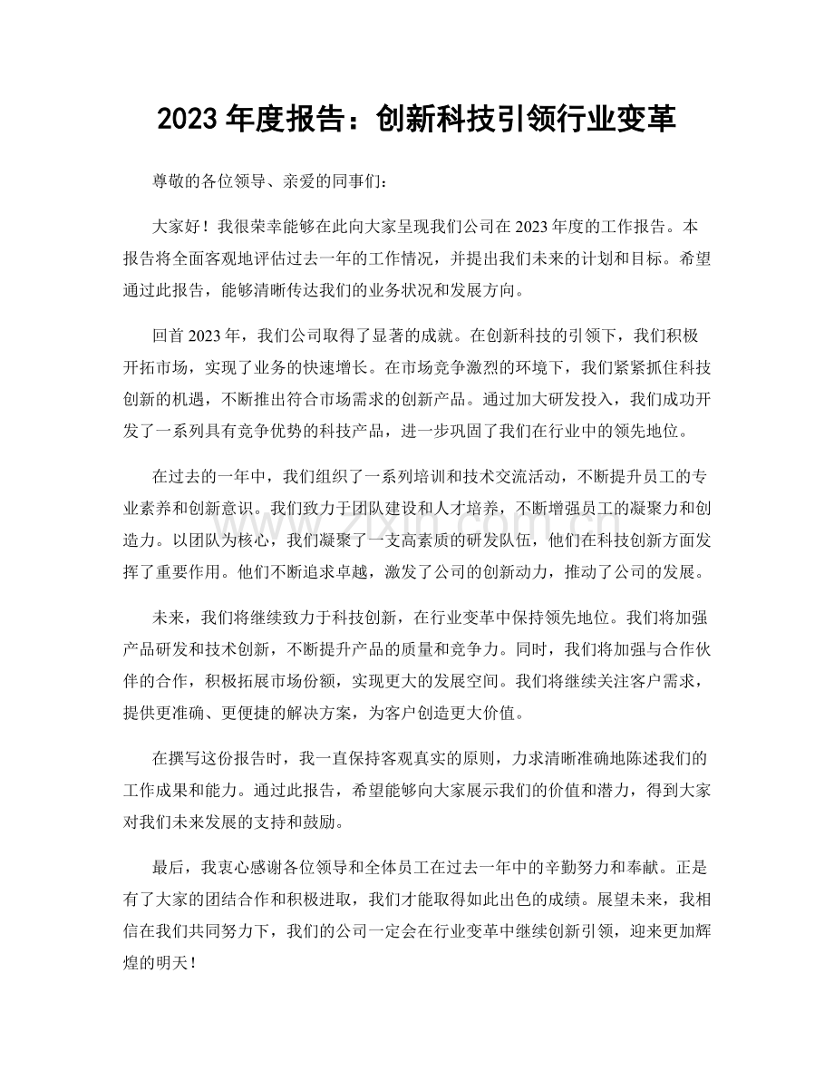 2023年度报告：创新科技引领行业变革.docx_第1页