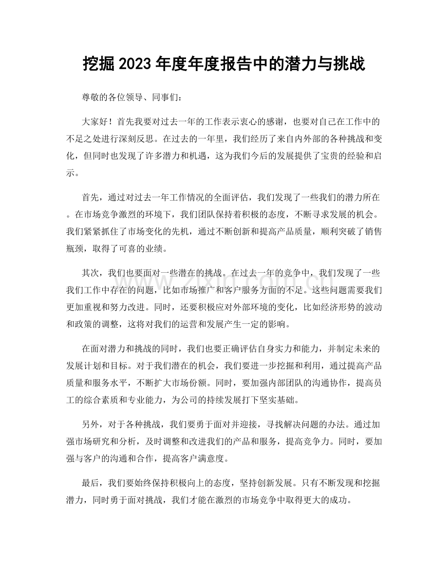 挖掘2023年度年度报告中的潜力与挑战.docx_第1页