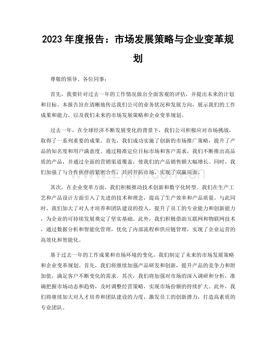 2023年度报告：市场发展策略与企业变革规划.docx_第1页