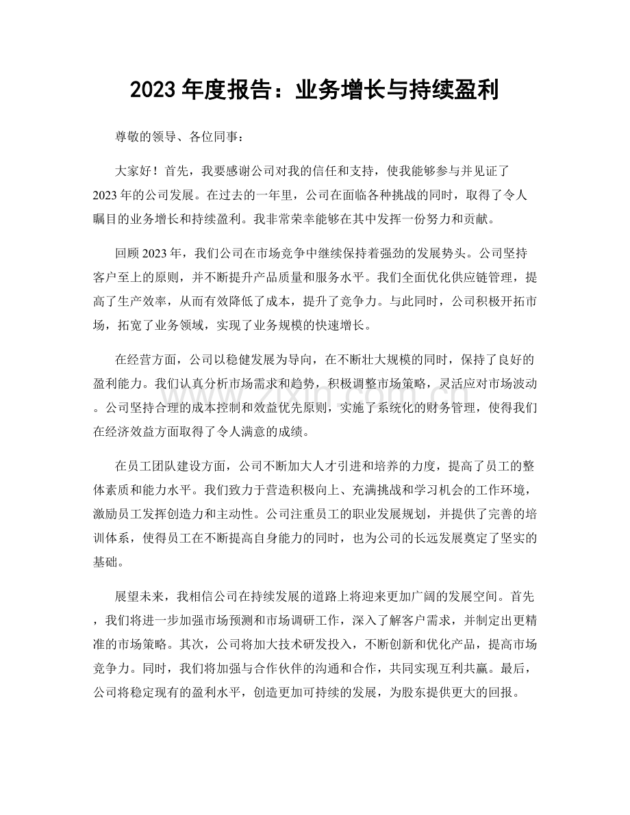 2023年度报告：业务增长与持续盈利.docx_第1页