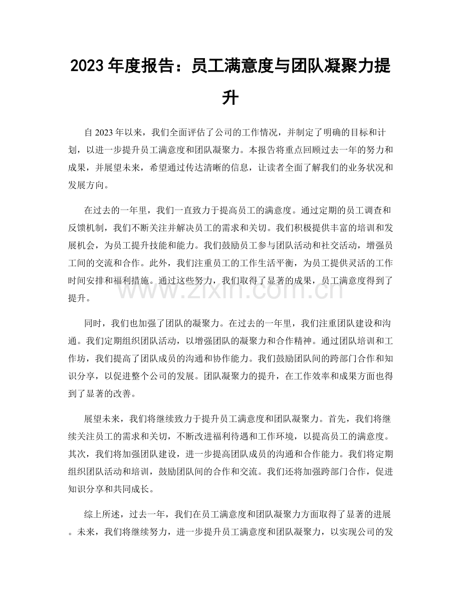 2023年度报告：员工满意度与团队凝聚力提升.docx_第1页