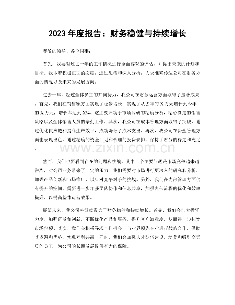 2023年度报告：财务稳健与持续增长.docx_第1页