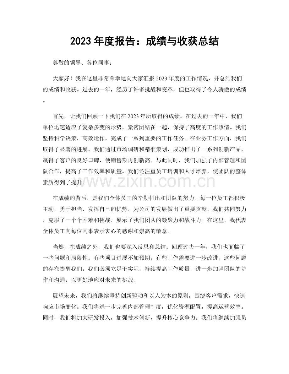 2023年度报告：成绩与收获总结.docx_第1页