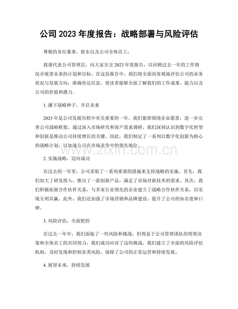 公司2023年度报告：战略部署与风险评估.docx_第1页