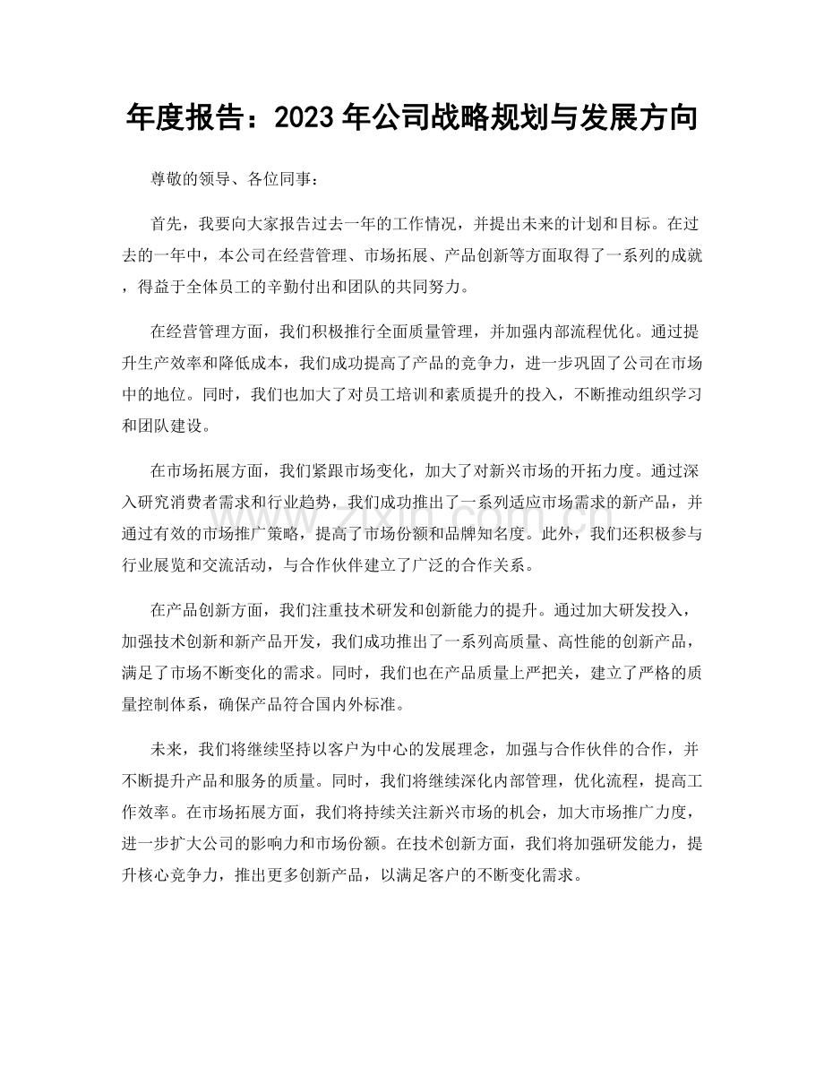 年度报告：2023年公司战略规划与发展方向.docx_第1页