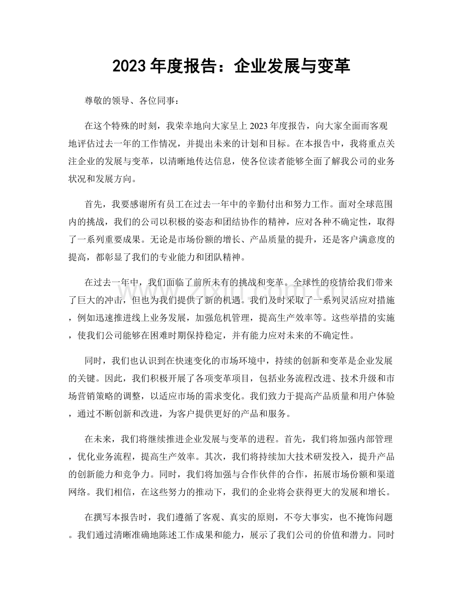 2023年度报告：企业发展与变革.docx_第1页