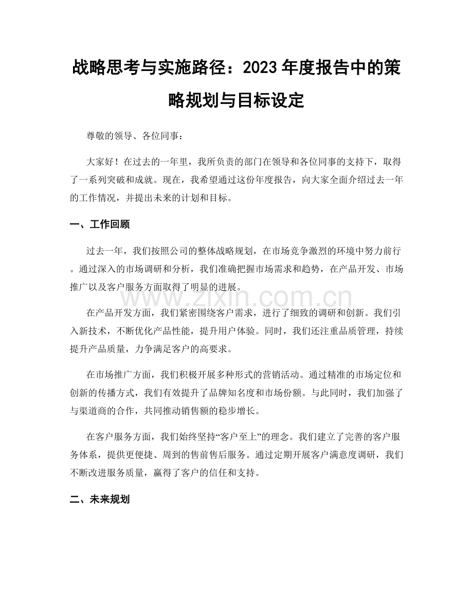 战略思考与实施路径：2023年度报告中的策略规划与目标设定.docx_第1页