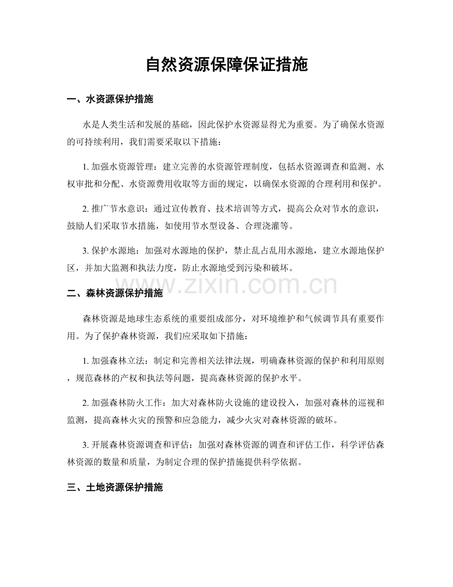 自然资源保障保证措施.docx_第1页