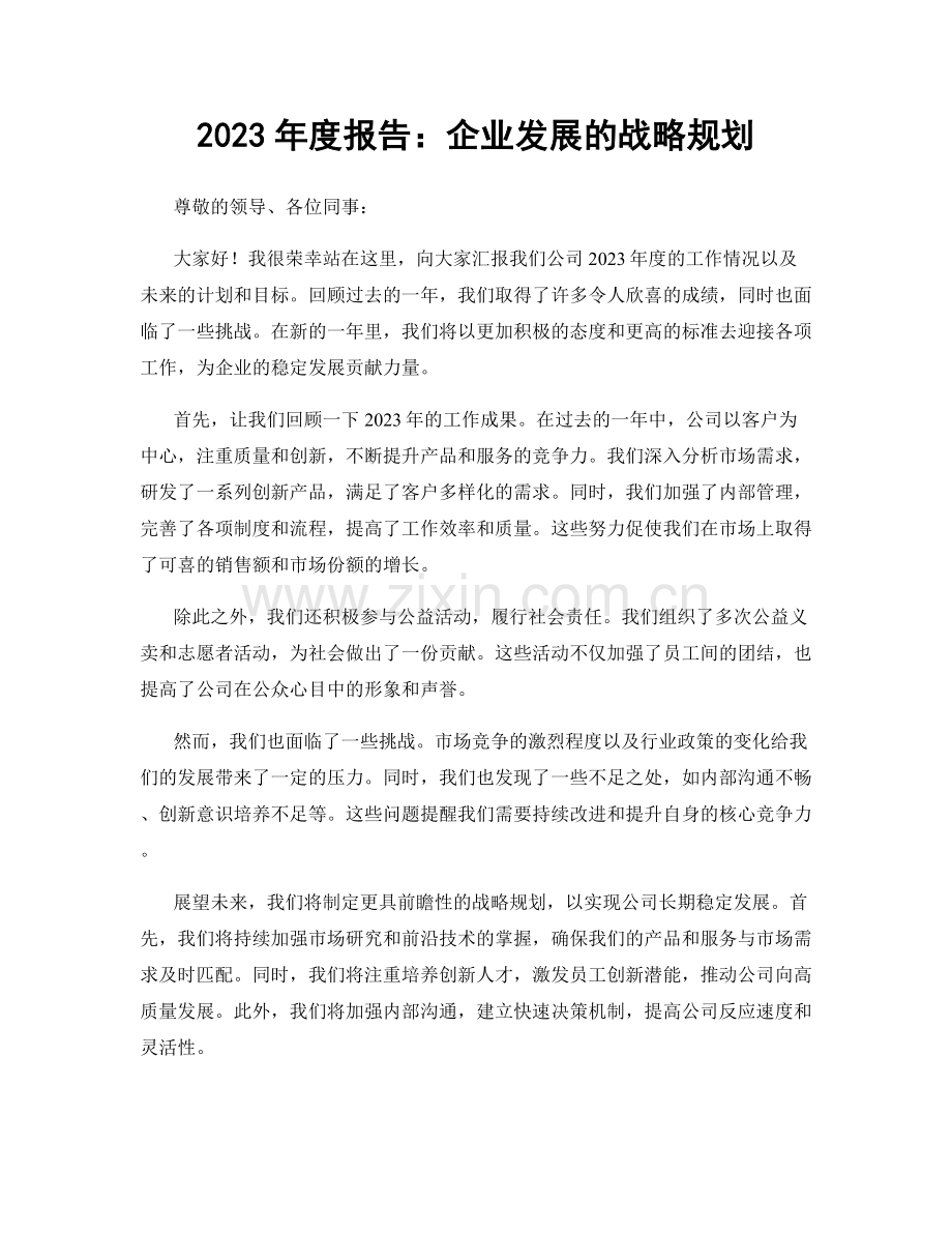 2023年度报告：企业发展的战略规划.docx_第1页