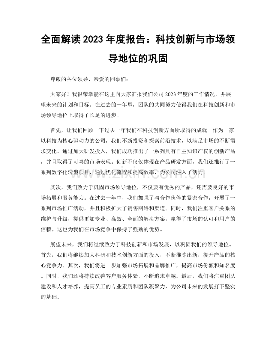 全面解读2023年度报告：科技创新与市场领导地位的巩固.docx_第1页