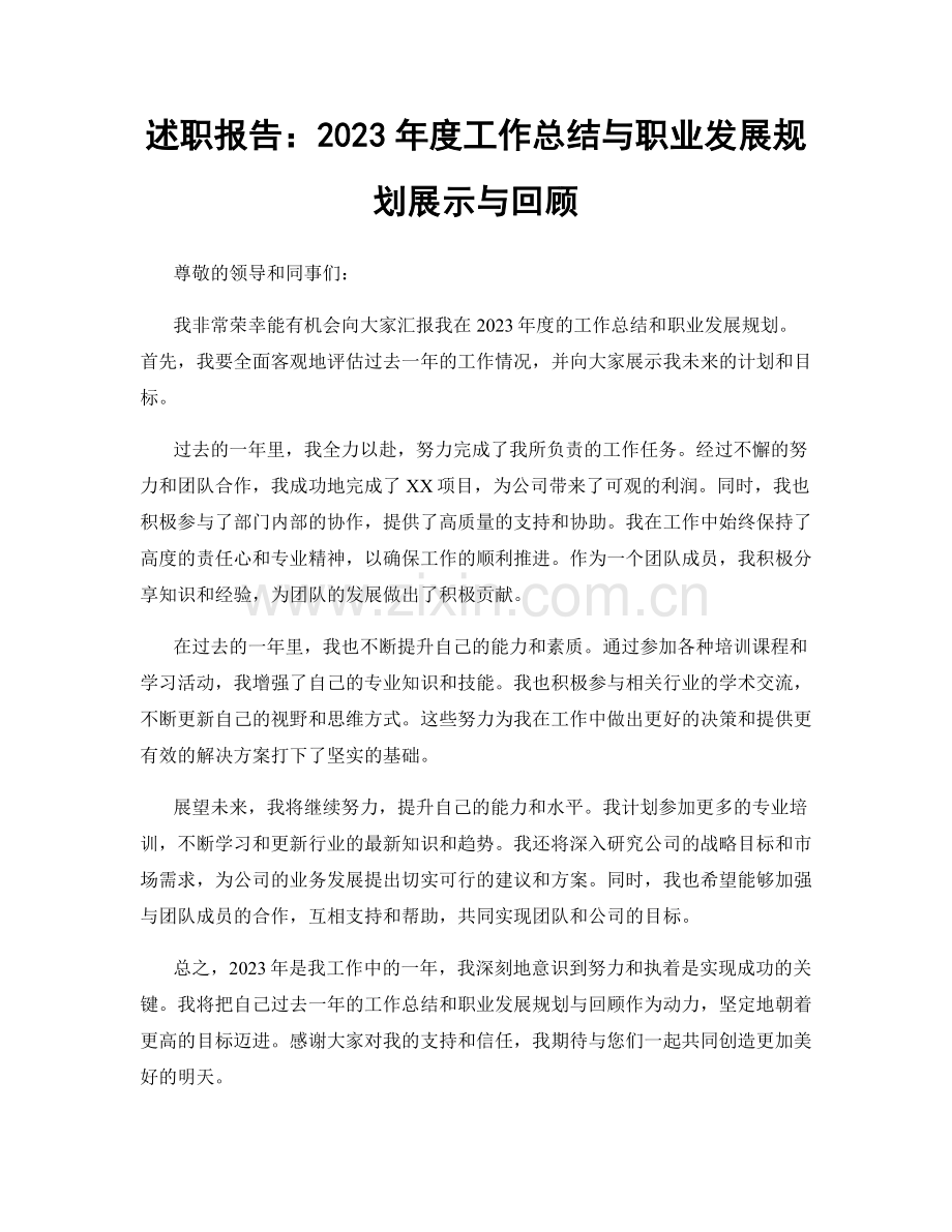 述职报告：2023年度工作总结与职业发展规划展示与回顾.docx_第1页