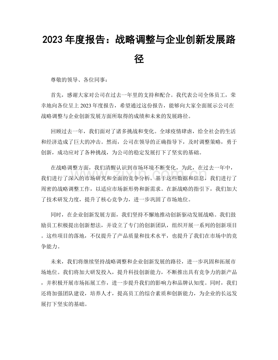 2023年度报告：战略调整与企业创新发展路径.docx_第1页