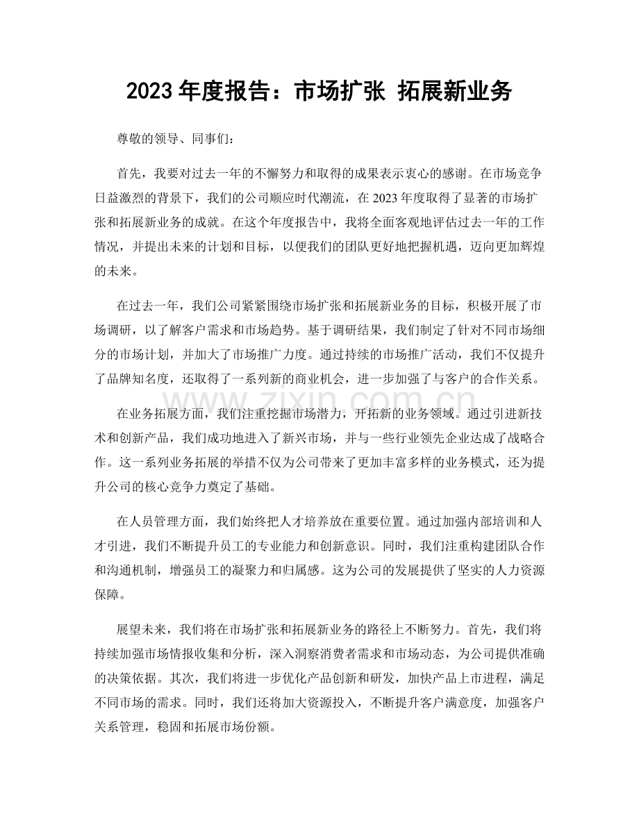 2023年度报告：市场扩张 拓展新业务.docx_第1页