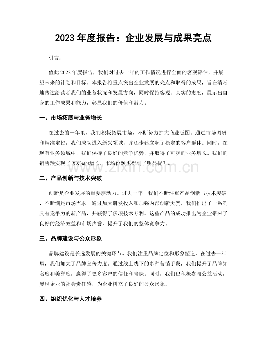 2023年度报告：企业发展与成果亮点.docx_第1页