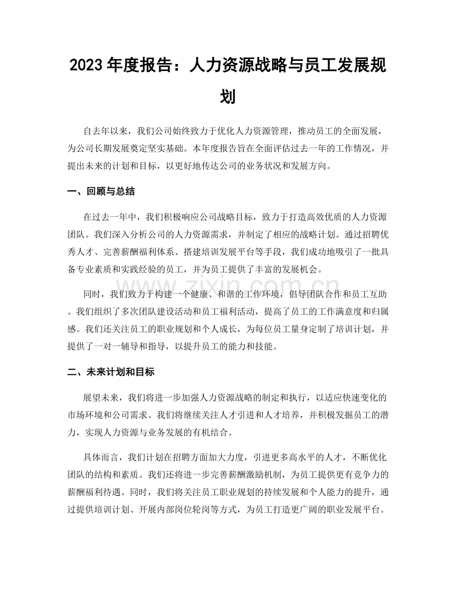 2023年度报告：人力资源战略与员工发展规划.docx_第1页