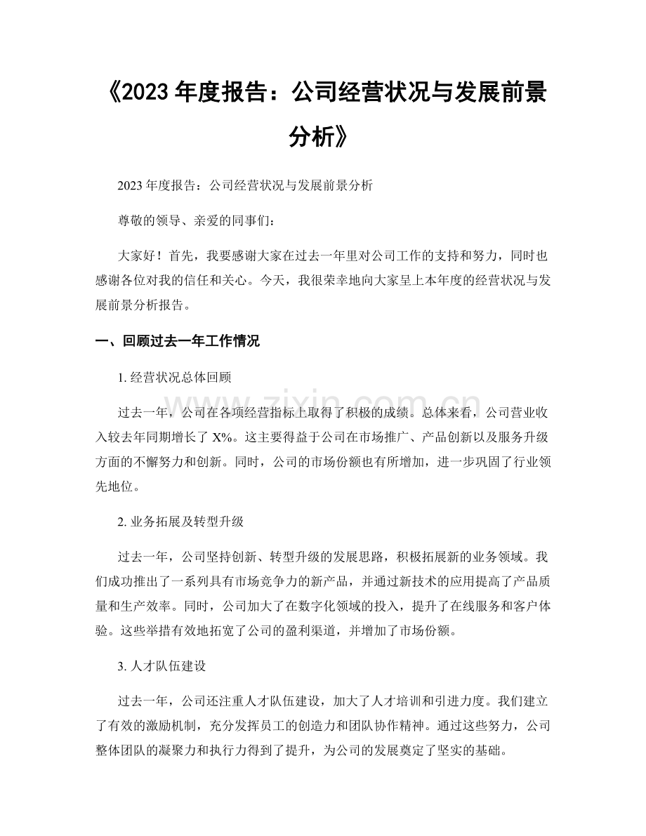 《2023年度报告：公司经营状况与发展前景分析》.docx_第1页