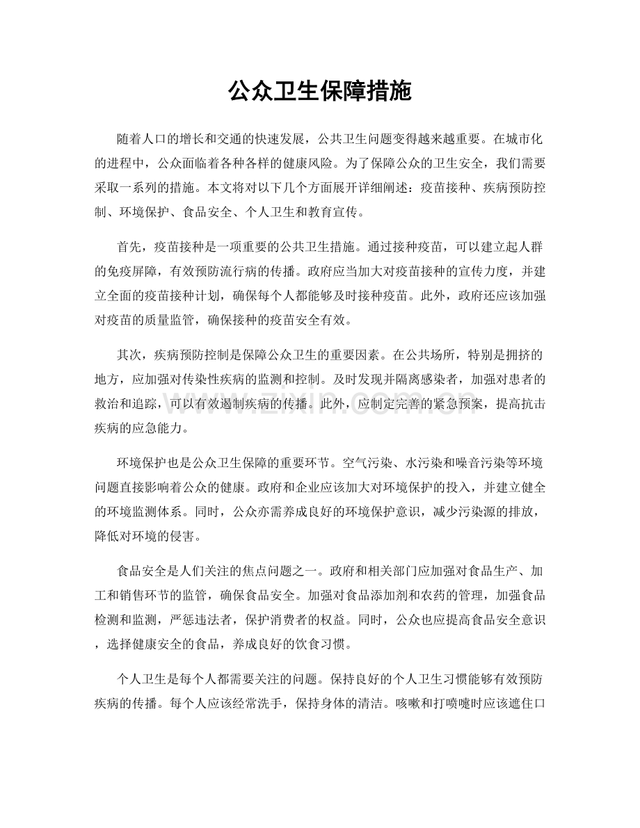 公众卫生保障措施.docx_第1页