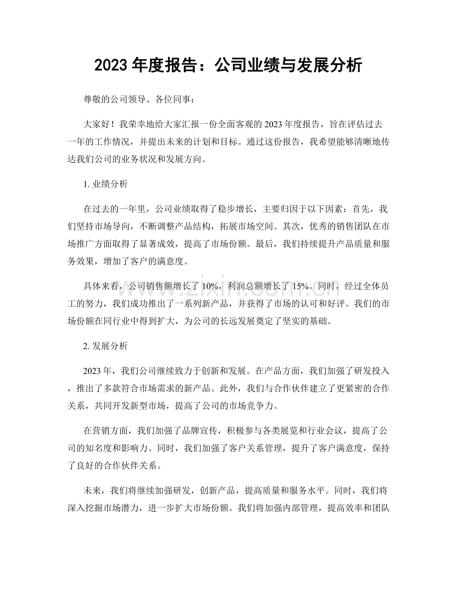 2023年度报告：公司业绩与发展分析.docx_第1页