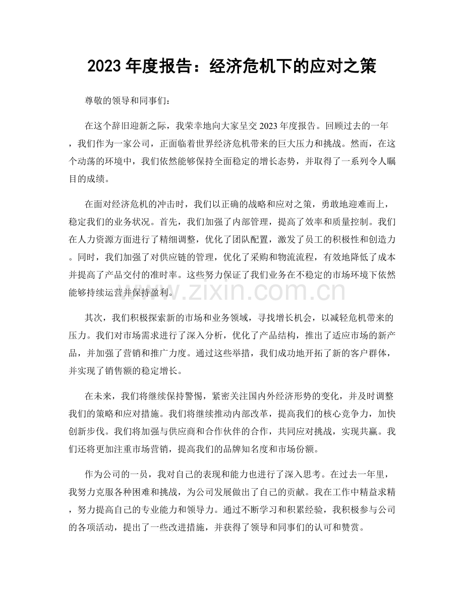 2023年度报告：经济危机下的应对之策.docx_第1页