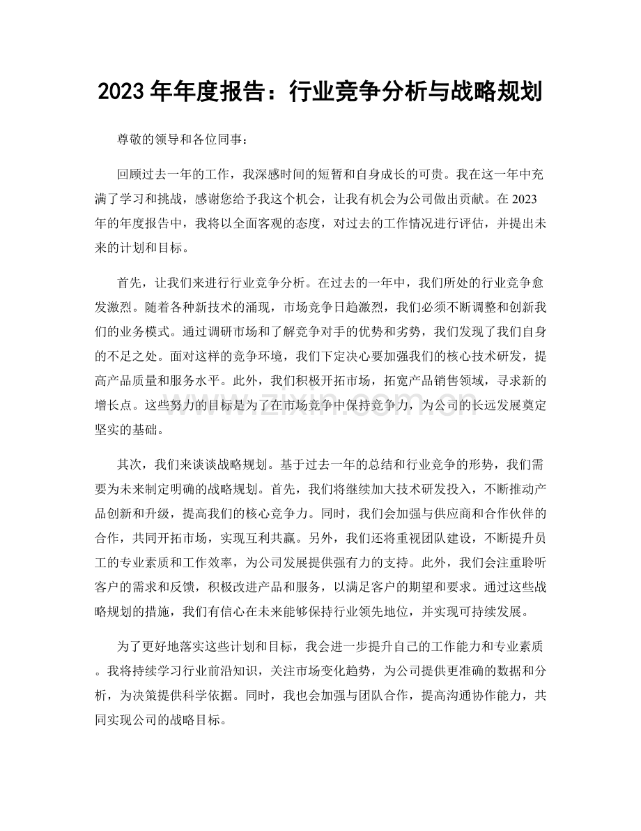 2023年年度报告：行业竞争分析与战略规划.docx_第1页